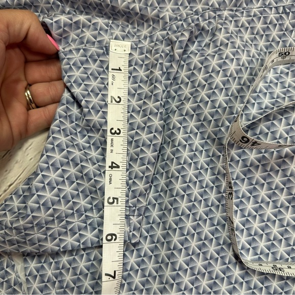 Daniel Cremieux swimwear Blue White geo print 6" Swim Trunks shorts sz L - Picture 8 of 10